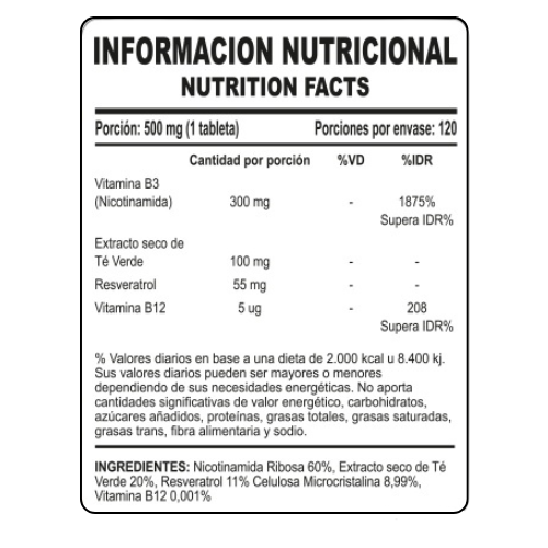 NAD + RESVERATROL | 60 Cápsulas