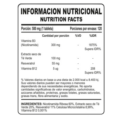 NAD + RESVERATROL | 60 Cápsulas