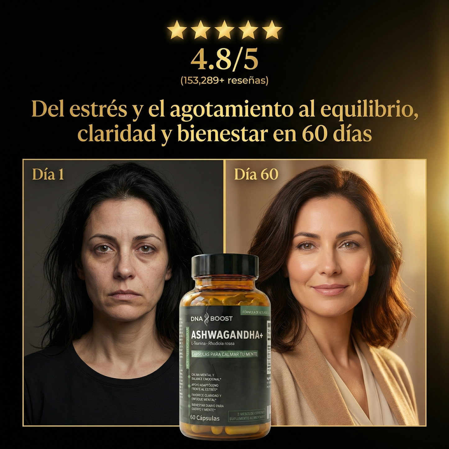 ASHWAGANDHA+ L-Teanina + Rhodiola Rosea - 60 Cápsulas