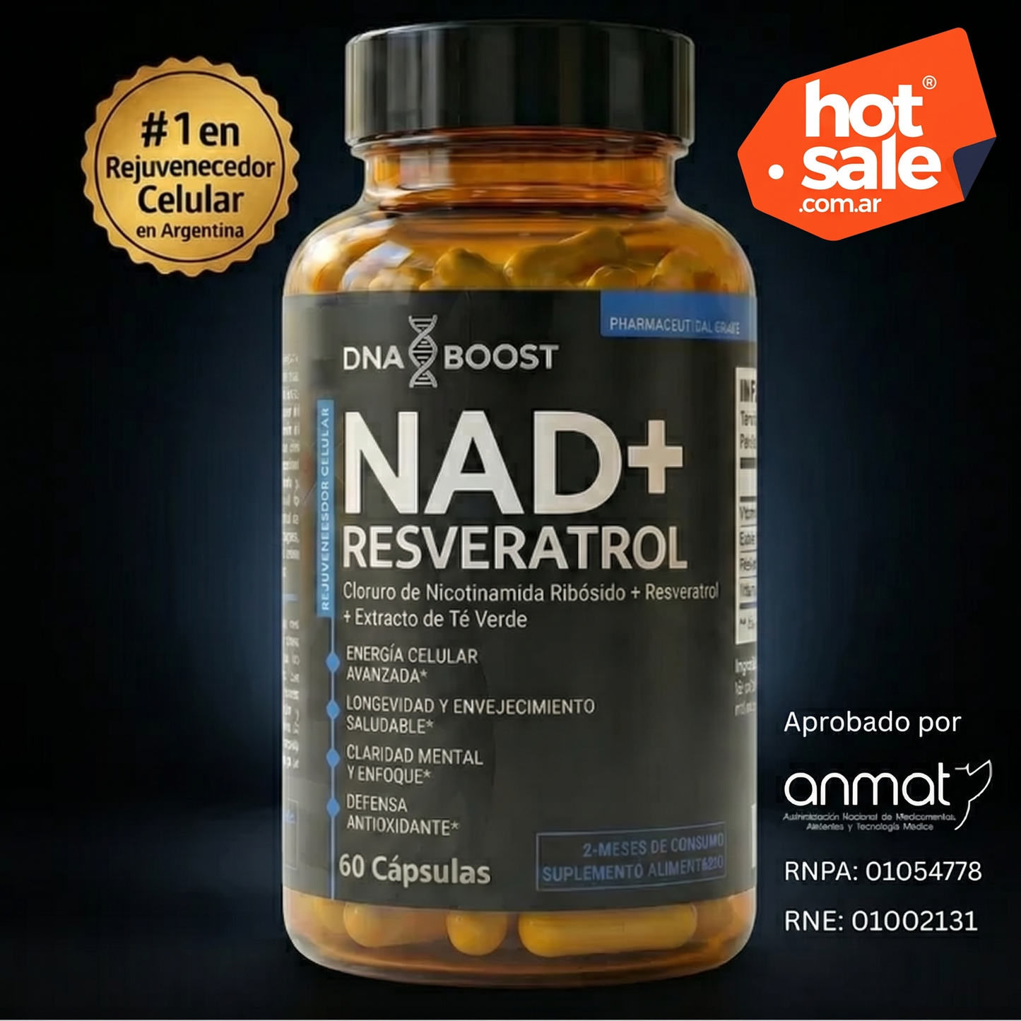 NAD + RESVERATROL | 60 Cápsulas