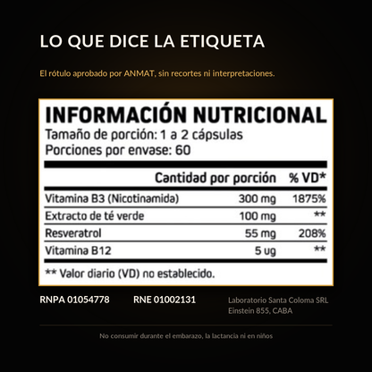 NAD + RESVERATROL | 60 Cápsulas